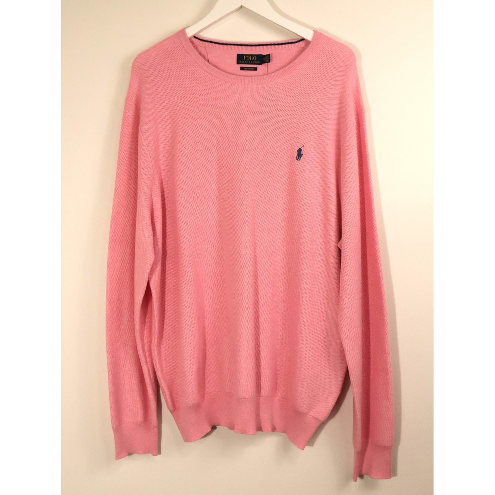Polo Ralph Lauren Men XXL Pink Pima Cotton Crew Neck Sweater 710680593034 NWT